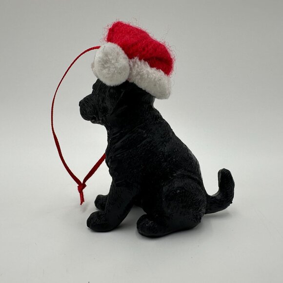3" Black Lab with Santa Hat Puppy Dog Christmas Ornament / Labrador Retriever - Picture 3 of 10